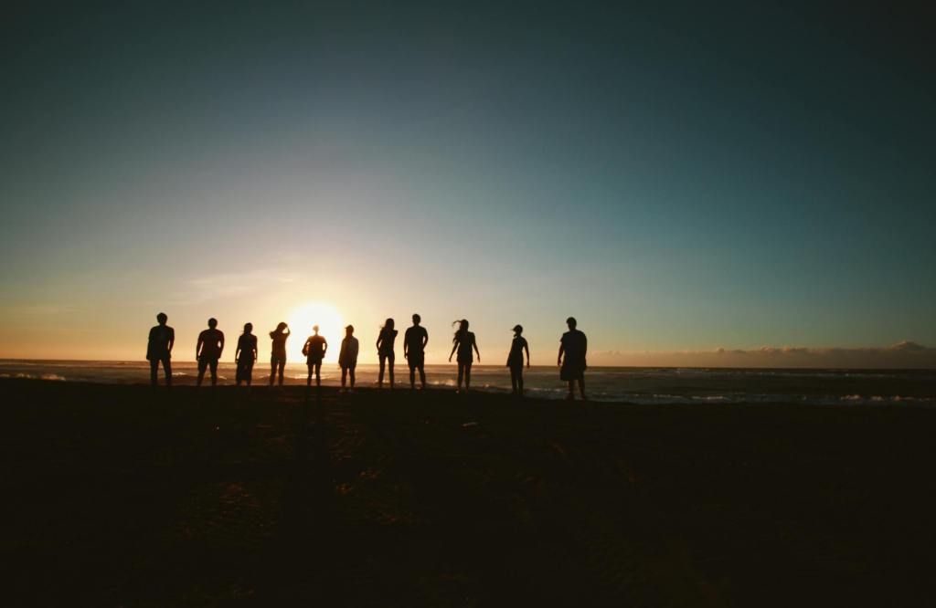 silhouette of people during sunset