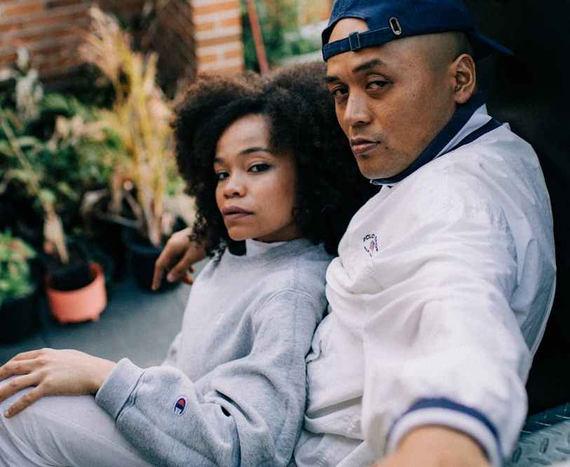 sitting couple on stairs
